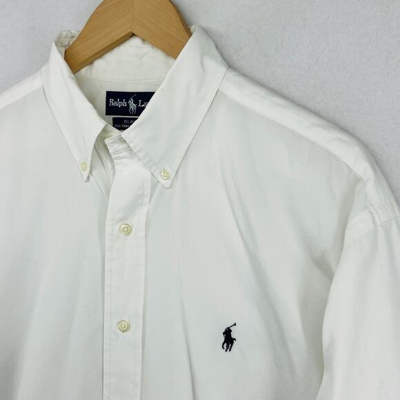 RALPH LAUREN Shirt Mens L BLAKE Twill Cotton Button Up Long Sleeve White - Picture 1 of 12
